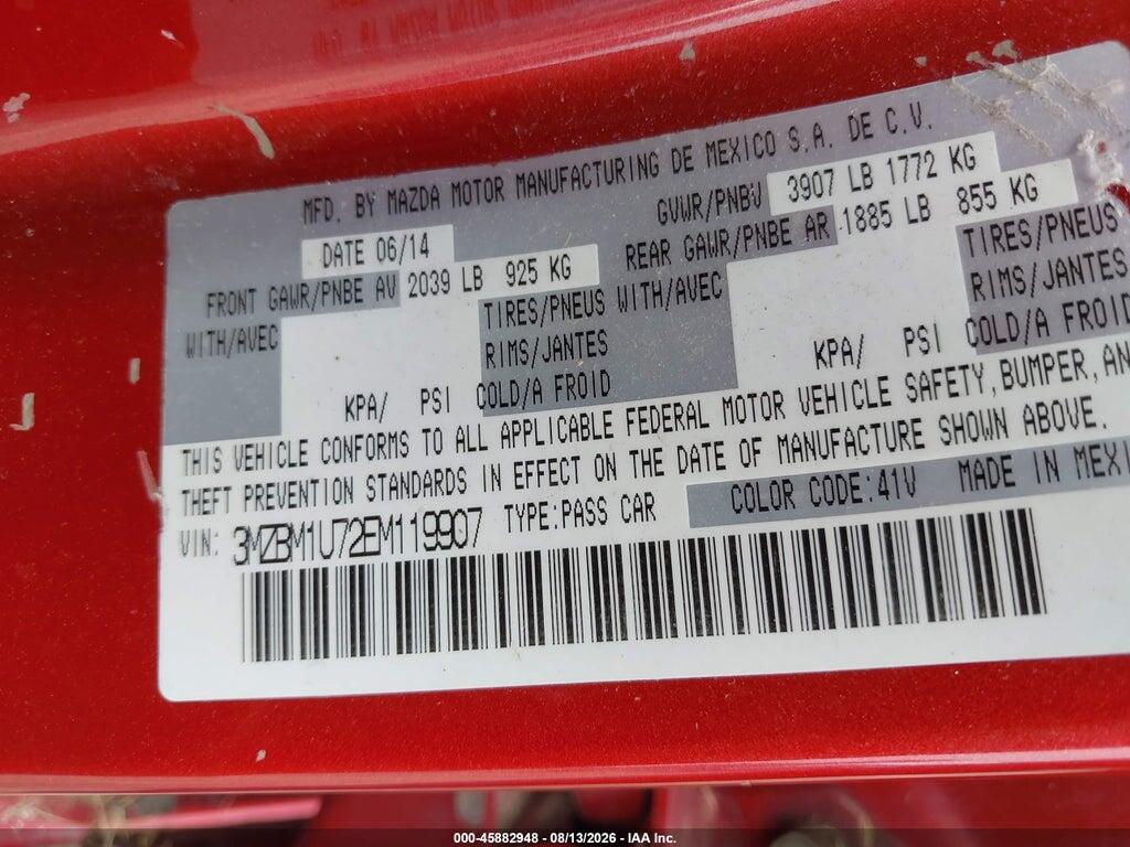 3MZBM1U72EM119907 2014 MAZDA MAZDA3 photo no. 9