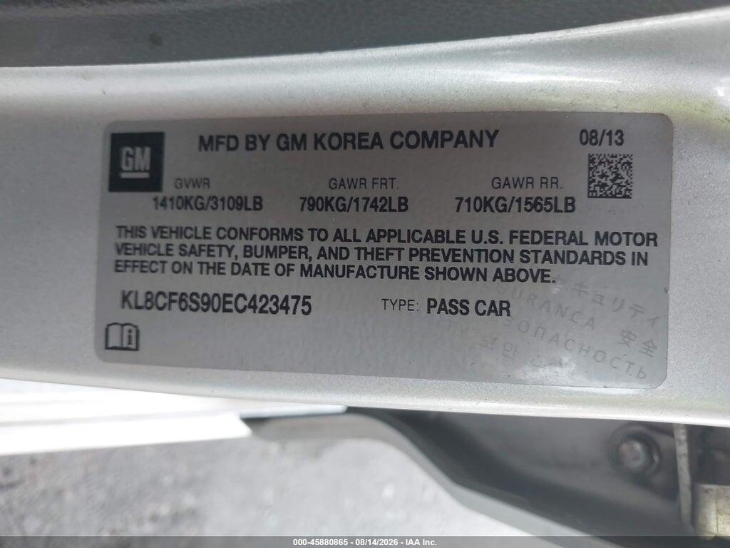KL8CF6S90EC423475 2014 CHEVROLET SPARK photo no. 9