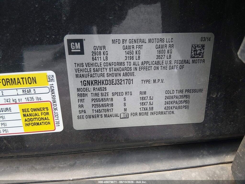 1GNKRHKD3EJ321701 2014 CHEVROLET TRAVERSE photo no. 9