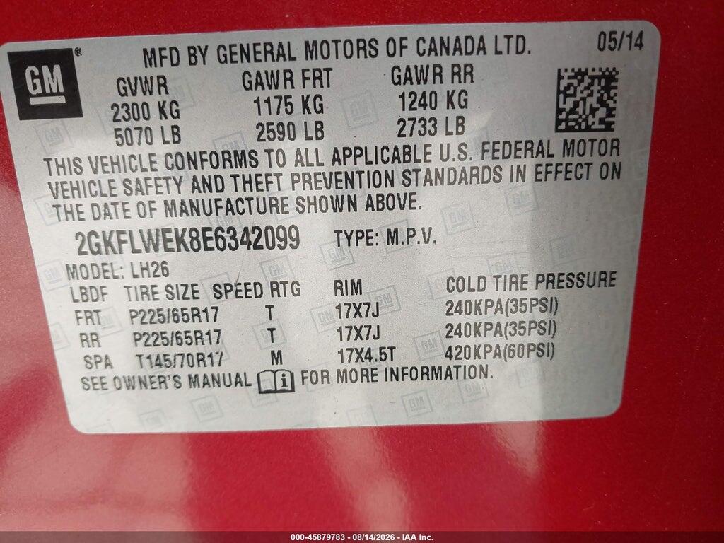 2GKFLWEK8E6342099 2014 GMC TERRAIN photo no. 9
