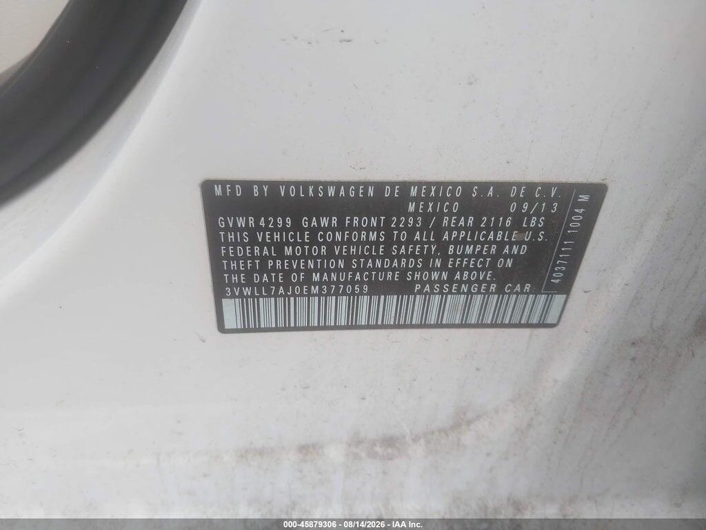 3VWLL7AJ0EM377059 2014 VOLKSWAGEN JETTA photo no. 9