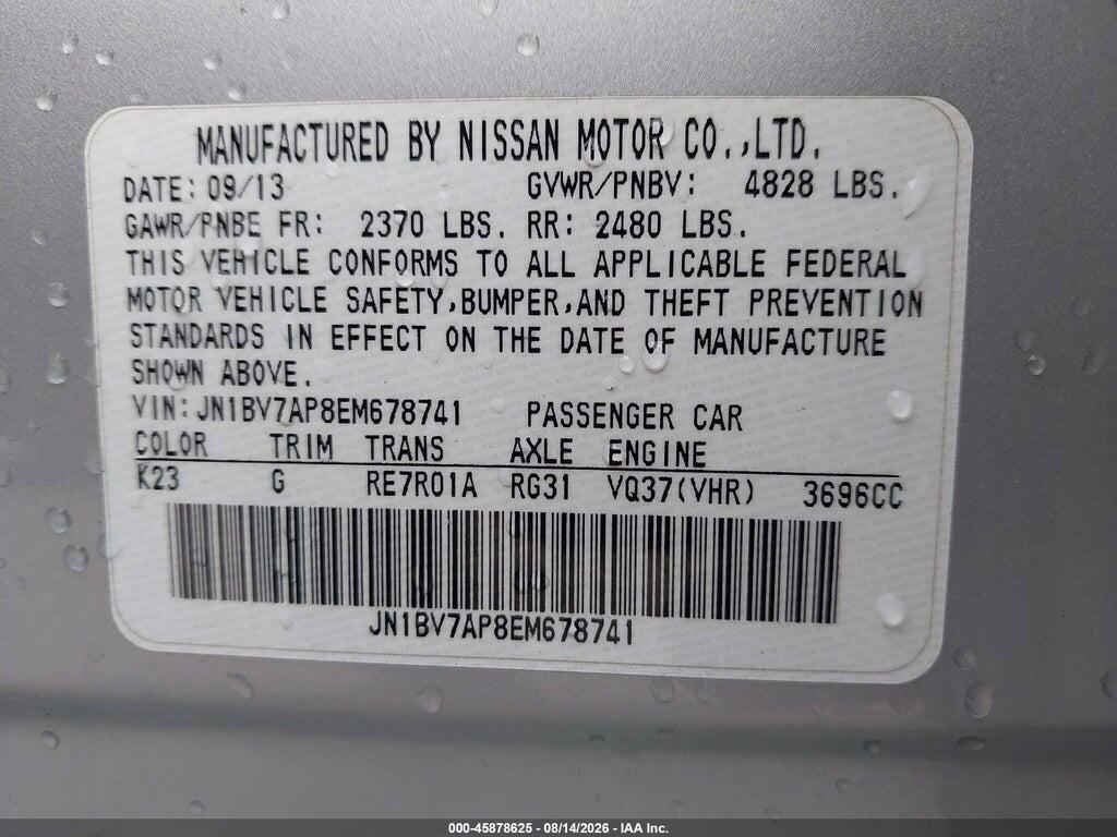 JN1BV7AP8EM678741 2014 INFINITI Q50 photo no. 9