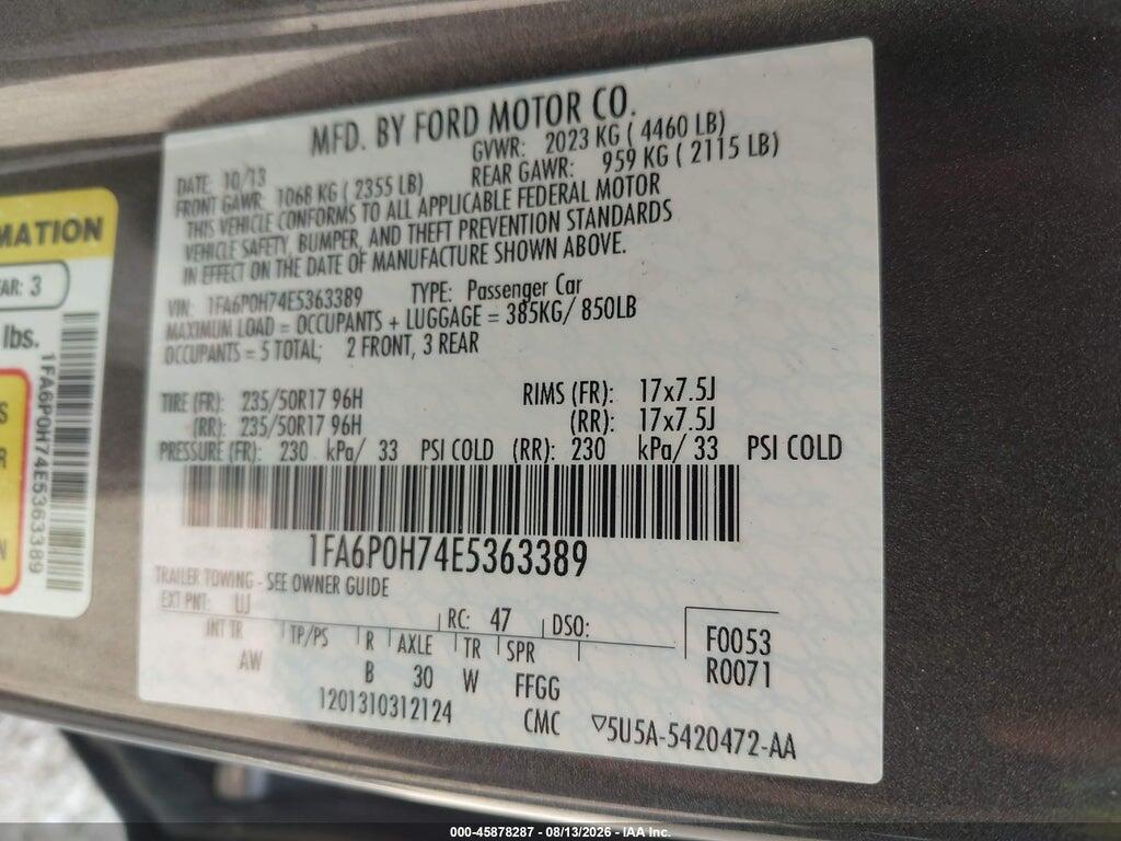 1FA6P0H74E5363389 2014 FORD FUSION photo no. 9
