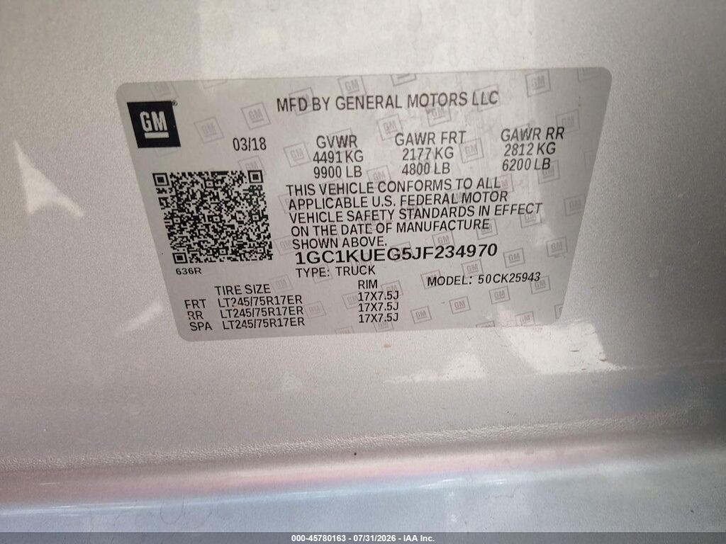 1GC1KUEG5JF234970 2018 CHEVROLET SILVERADO 2500HD photo no. 9