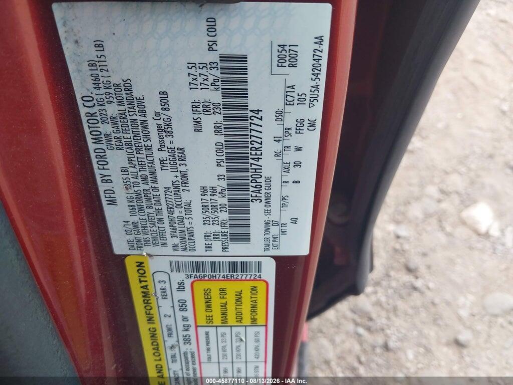 3FA6P0H74ER277724 2014 FORD FUSION photo no. 9