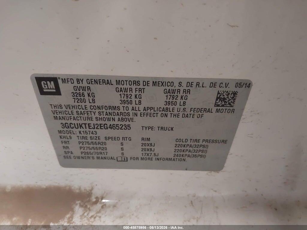 3GCUKTEJ2EG465235 2014 CHEVROLET SILVERADO 1500 photo no. 9