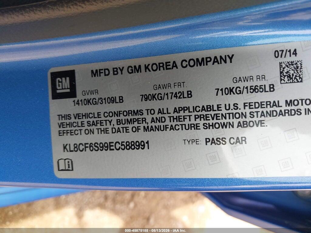 KL8CF6S99EC588991 2014 CHEVROLET SPARK photo no. 9