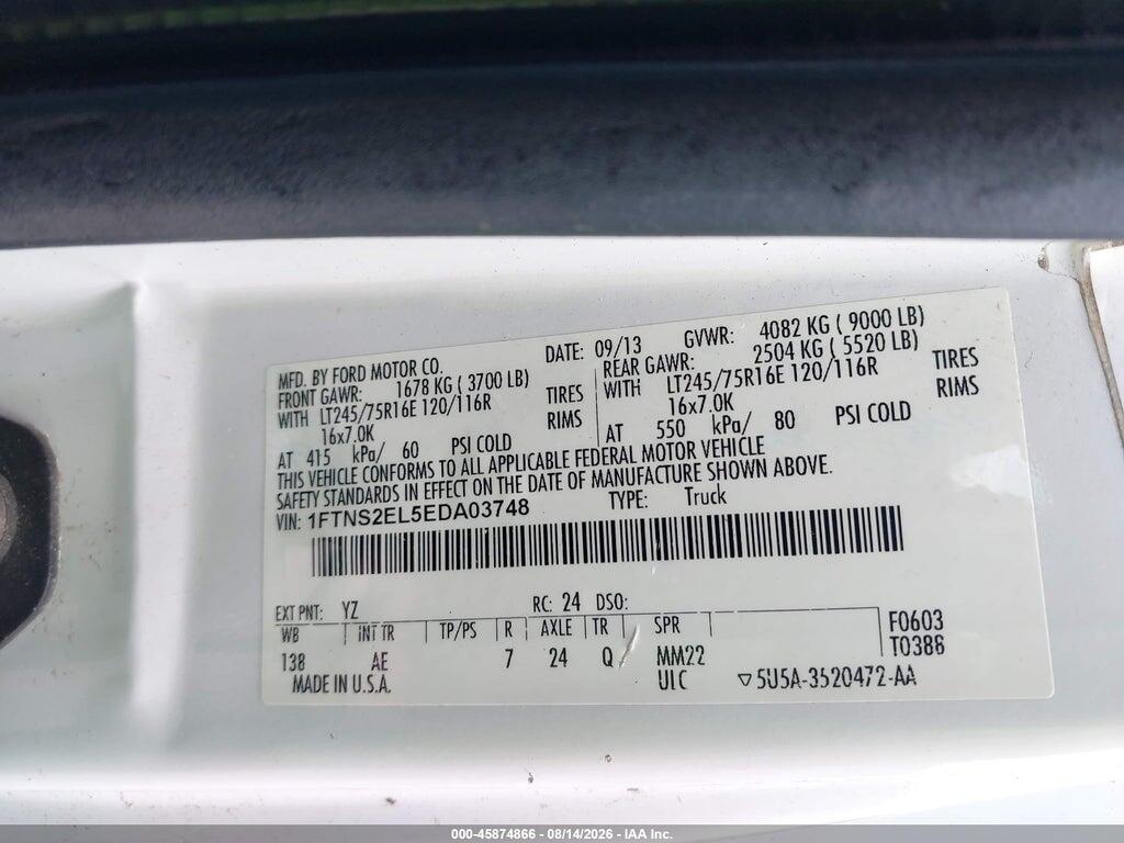 1FTNS2EL5EDA03748 2014 FORD E-250 photo no. 9