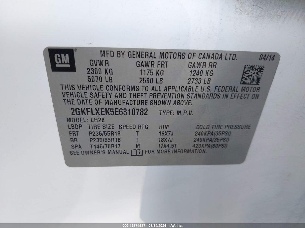 2GKFLXEK5E6310782 2014 GMC TERRAIN photo no. 9