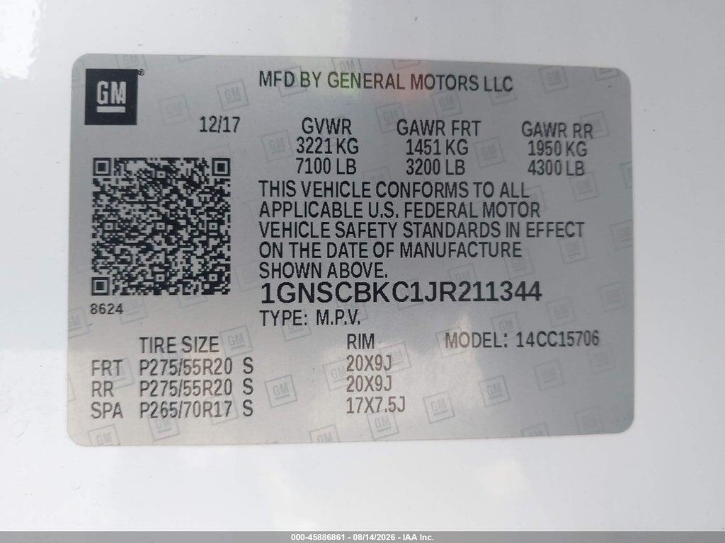 1GNSCBKC1JR211344 2018 CHEVROLET TAHOE photo no. 9