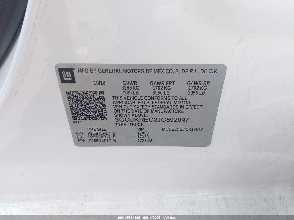 3GCUKREC2JG592047 2018 CHEVROLET SILVERADO 1500 photo no. 9