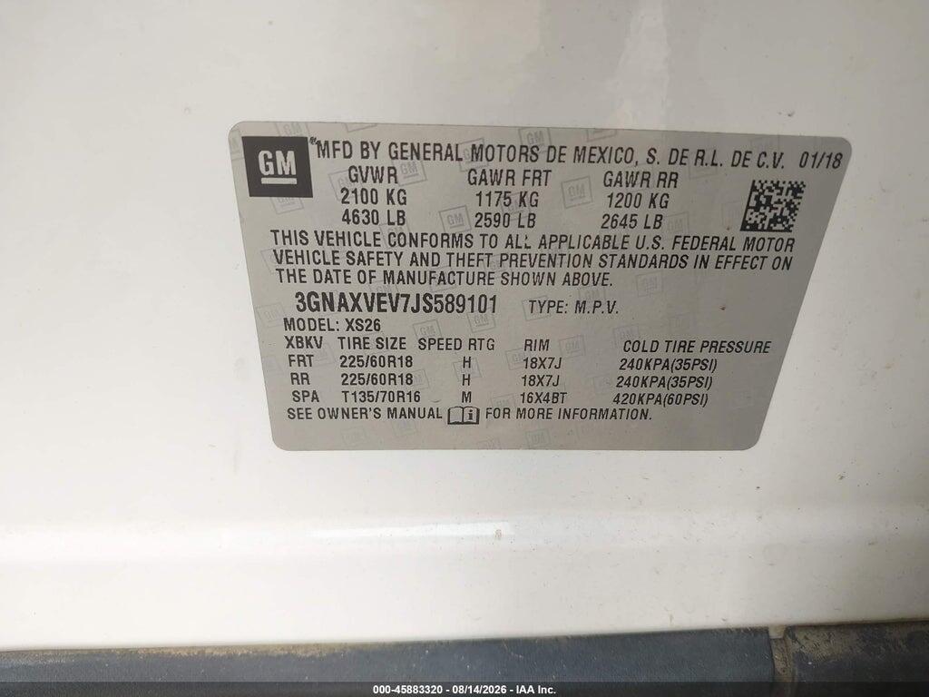 3GNAXVEV7JS589101 2018 CHEVROLET EQUINOX photo no. 9