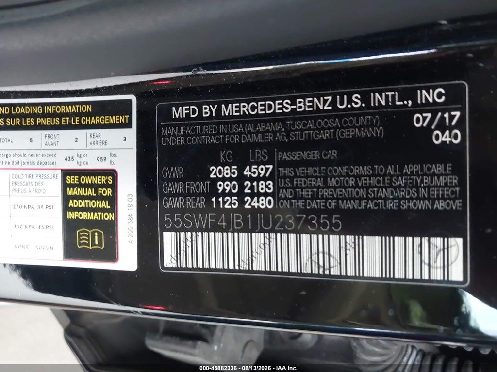 55SWF4JB1JU237355 2018 MERCEDES-BENZ C 300 photo no. 9