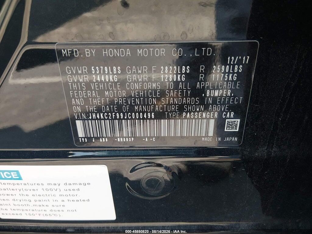 JH4KC2F99JC000496 2018 ACURA RLX SPORT HYBRID photo no. 9