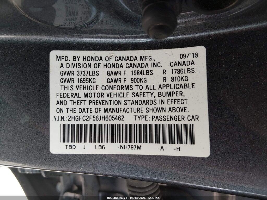 2HGFC2F56JH605462 2018 HONDA CIVIC photo no. 9