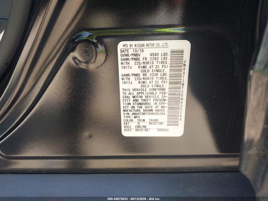 JN8AT2MT2KW505294 2019 NISSAN ROGUE photo no. 9