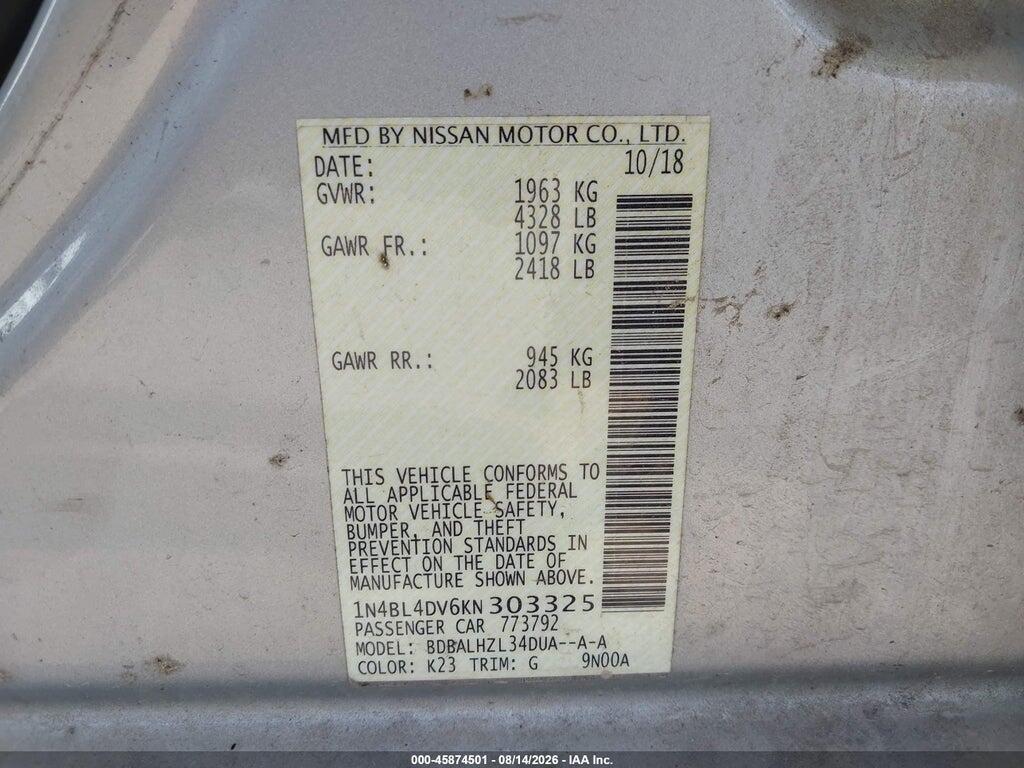 1N4BL4DV6KN303325 2019 NISSAN ALTIMA photo no. 9