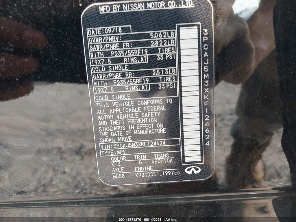 3PCAJ5M3XKF124624 2019 INFINITI QX50 photo no. 9