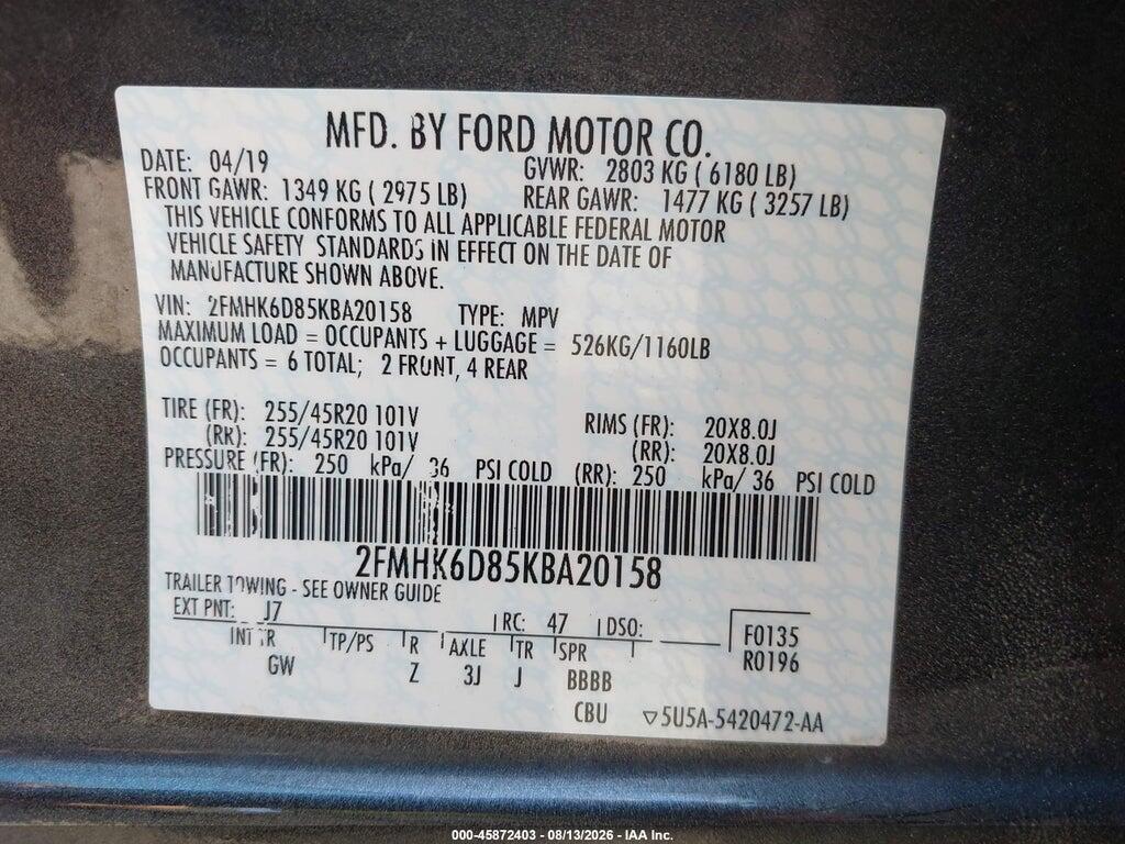 2FMHK6D85KBA20158 2019 FORD FLEX photo no. 9