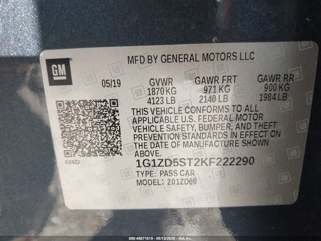1G1ZD5ST2KF222290 2019 CHEVROLET MALIBU photo no. 9