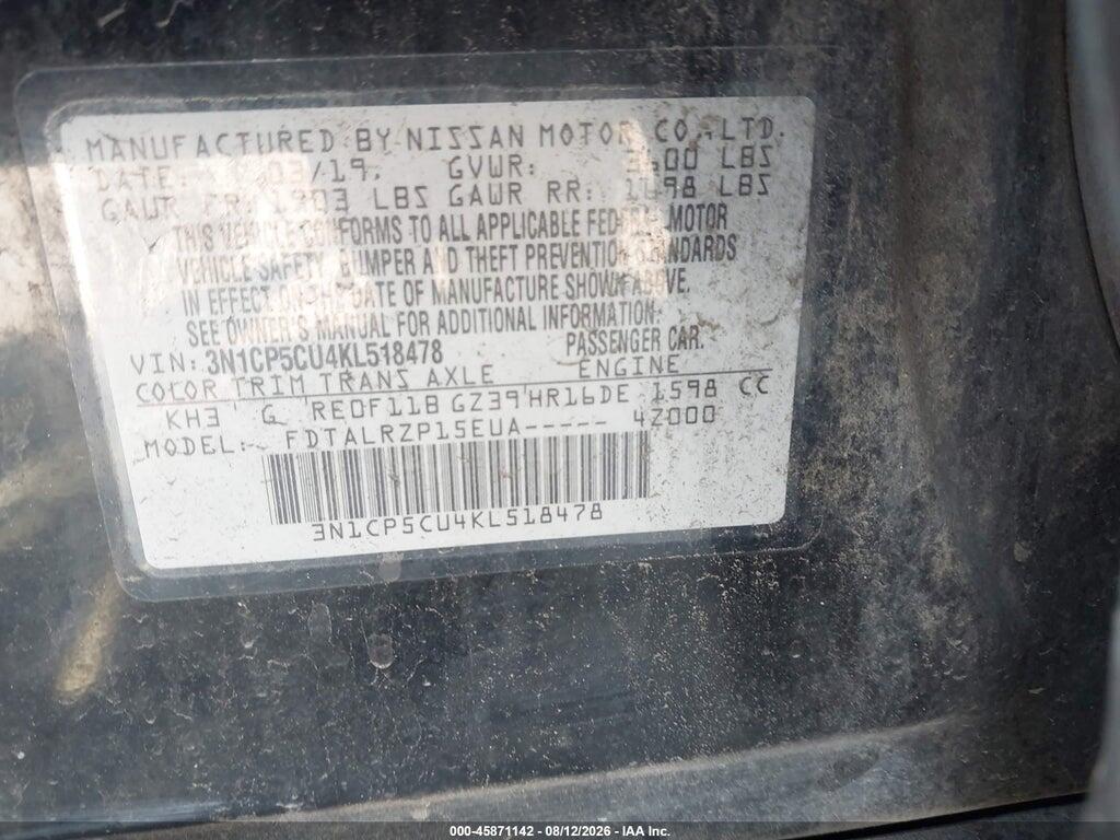 3N1CP5CU4KL518478 2019 NISSAN KICKS photo no. 9