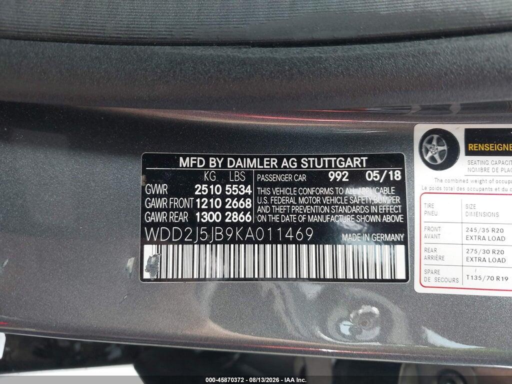 WDD2J5JB9KA011469 2019 MERCEDES-BENZ CLS 450 photo no. 9