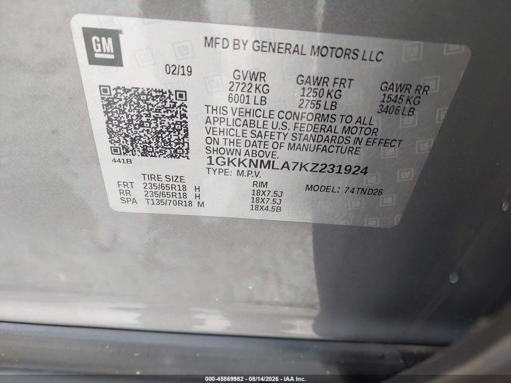 1GKKNMLA7KZ231924 2019 GMC ACADIA photo no. 9