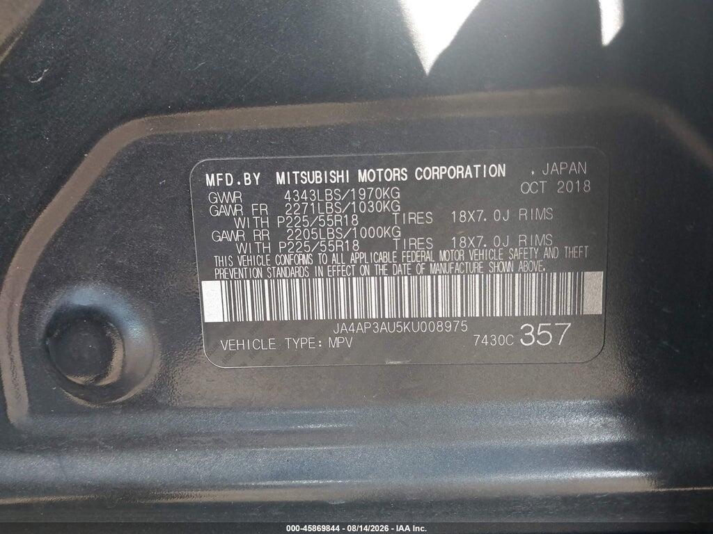 JA4AP3AU5KU008975 2019 MITSUBISHI OUTLANDER SPORT photo no. 9