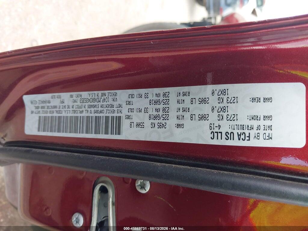 1C4PJMDX6KD435353 2019 JEEP CHEROKEE photo no. 9