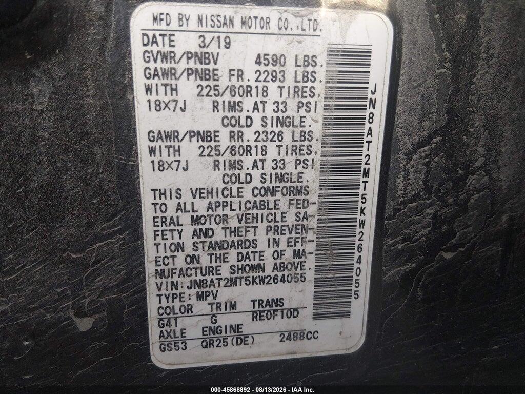 JN8AT2MT5KW264055 2019 NISSAN ROGUE photo no. 9