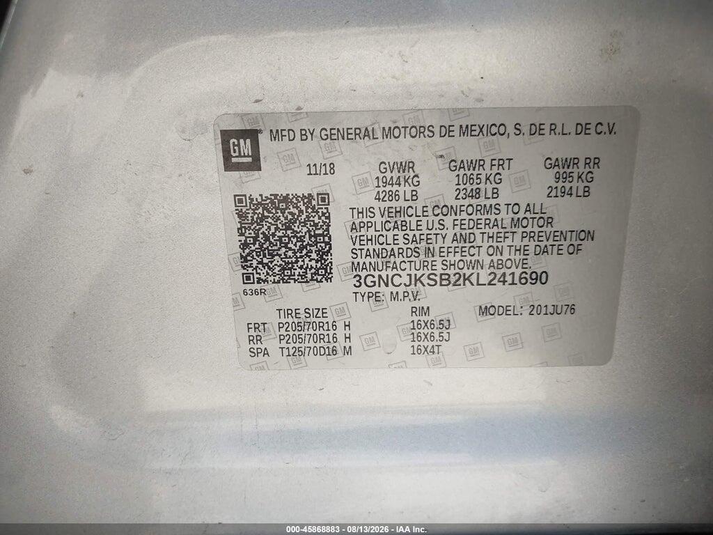 3GNCJKSB2KL241690 2019 CHEVROLET TRAX photo no. 9