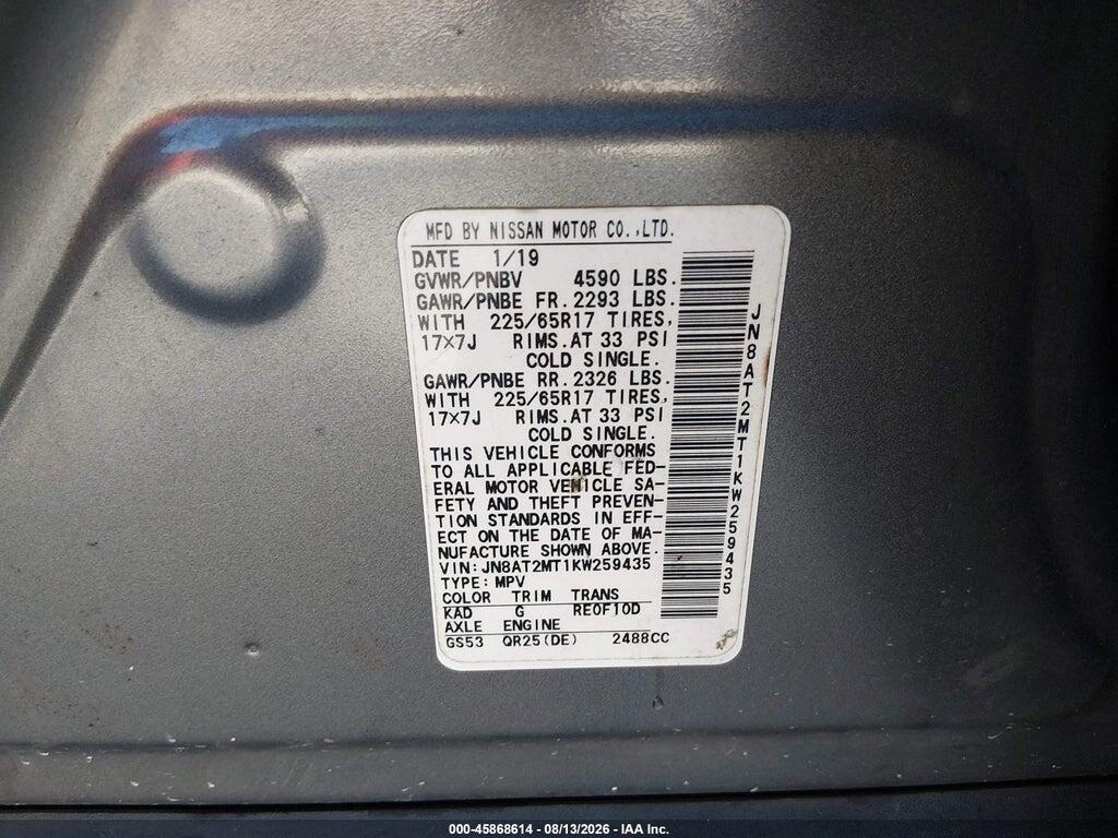 JN8AT2MT1KW259435 2019 NISSAN ROGUE photo no. 9