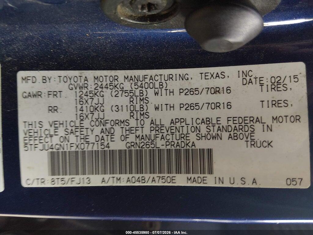5TFJU4GN1FX077154 2015 TOYOTA TACOMA photo no. 9