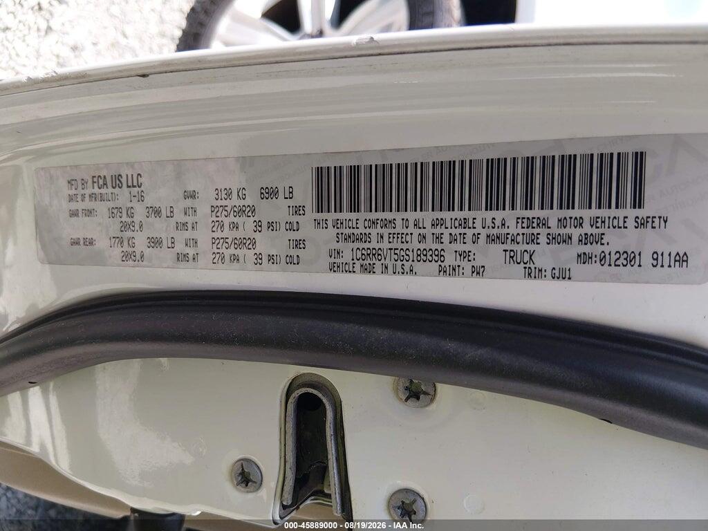 1C6RR6VT5GS189396 2016 RAM 1500 photo no. 9