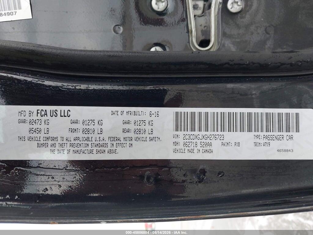 2C3CDXGJXGH276723 2016 DODGE CHARGER photo no. 9