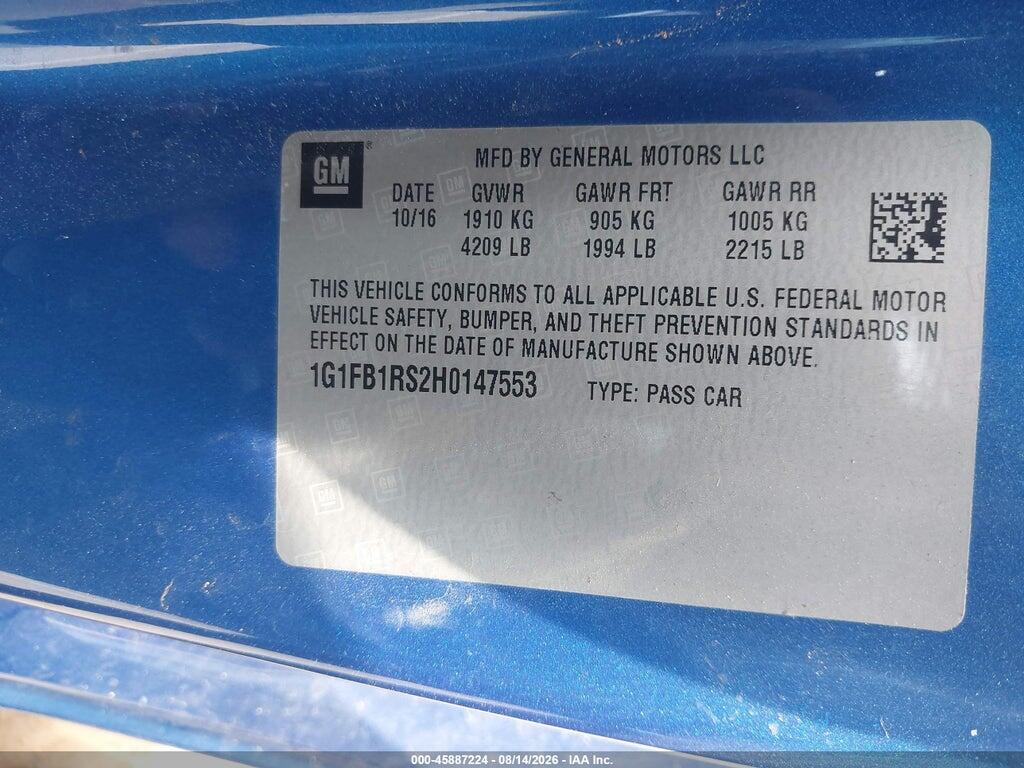1G1FB1RS2H0147553 2017 CHEVROLET CAMARO photo no. 9