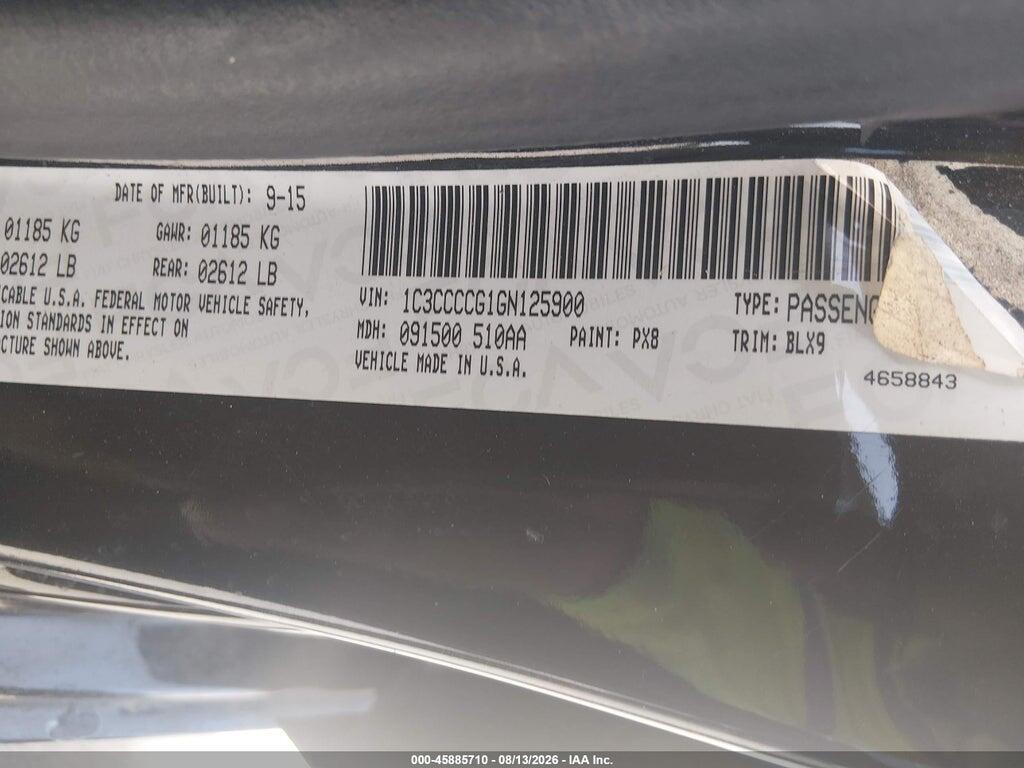 1C3CCCCG1GN125900 2016 CHRYSLER 200 photo no. 9