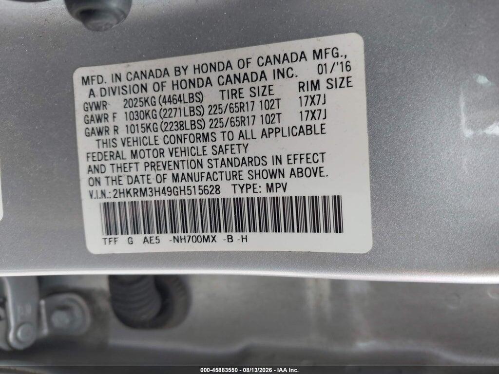 2HKRM3H49GH515628 2016 HONDA CR-V photo no. 9