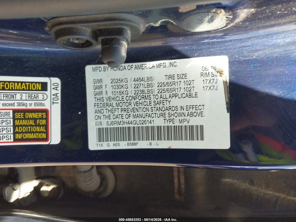 5J6RM3H44GL026141 2016 HONDA CR-V photo no. 9