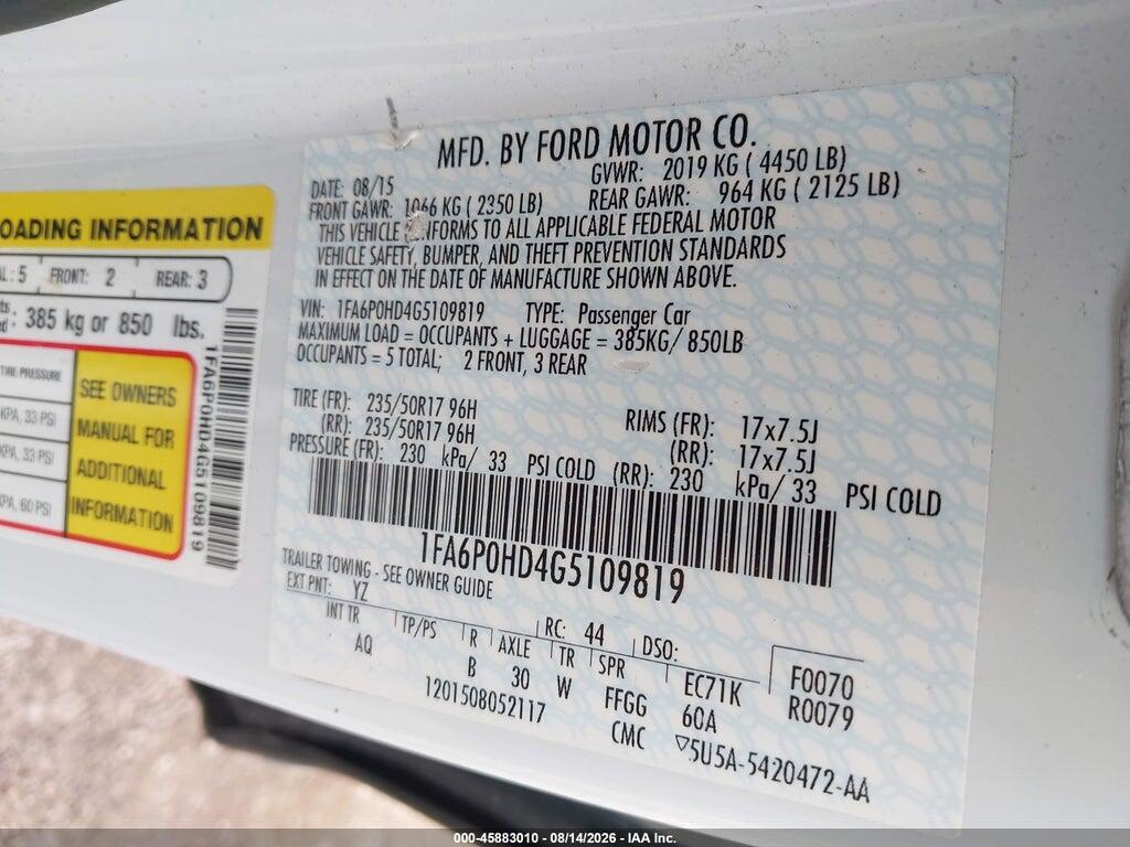 1FA6P0HD4G5109819 2016 FORD FUSION photo no. 9