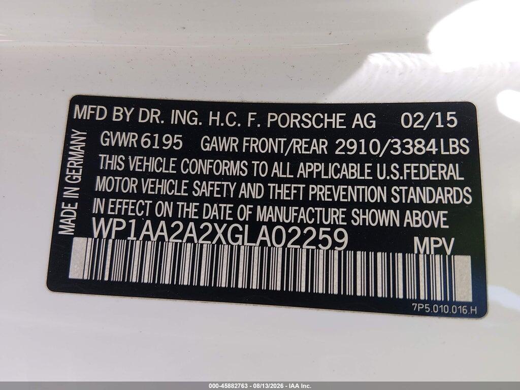 WP1AA2A2XGLA02259 2016 PORSCHE CAYENNE photo no. 9