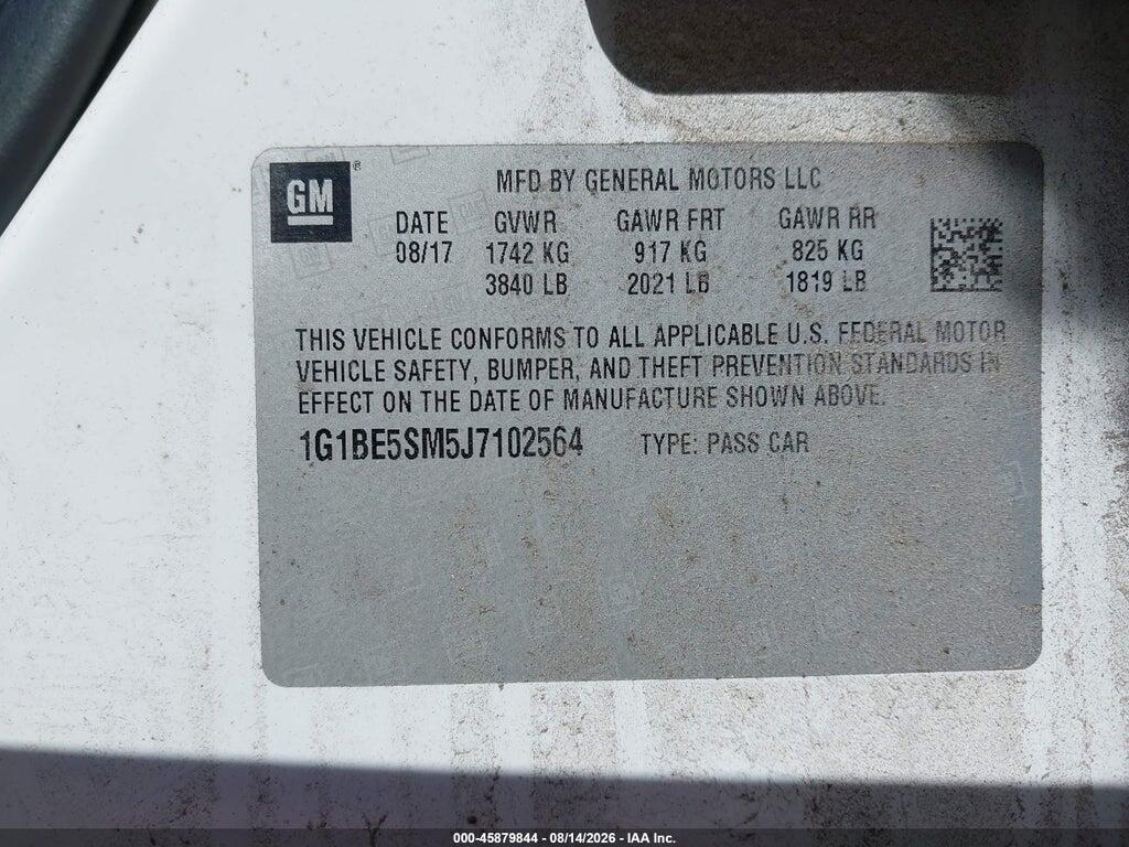 1G1BE5SM5J7102564 2018 CHEVROLET CRUZE photo no. 9