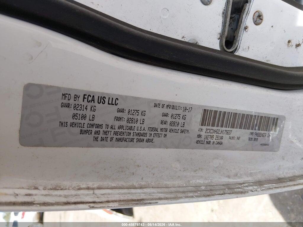 2C3CDXHG2JH175637 2018 DODGE CHARGER photo no. 9