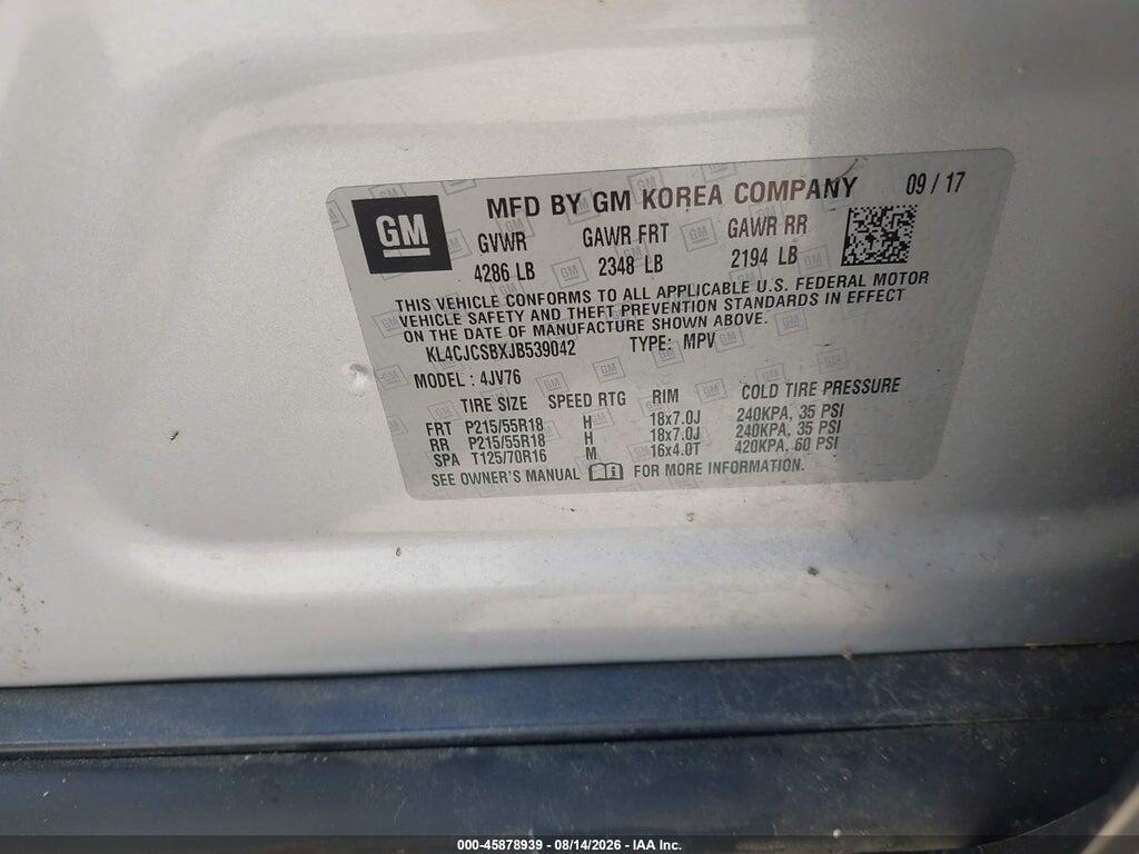 KL4CJCSBXJB539042 2018 BUICK ENCORE photo no. 9