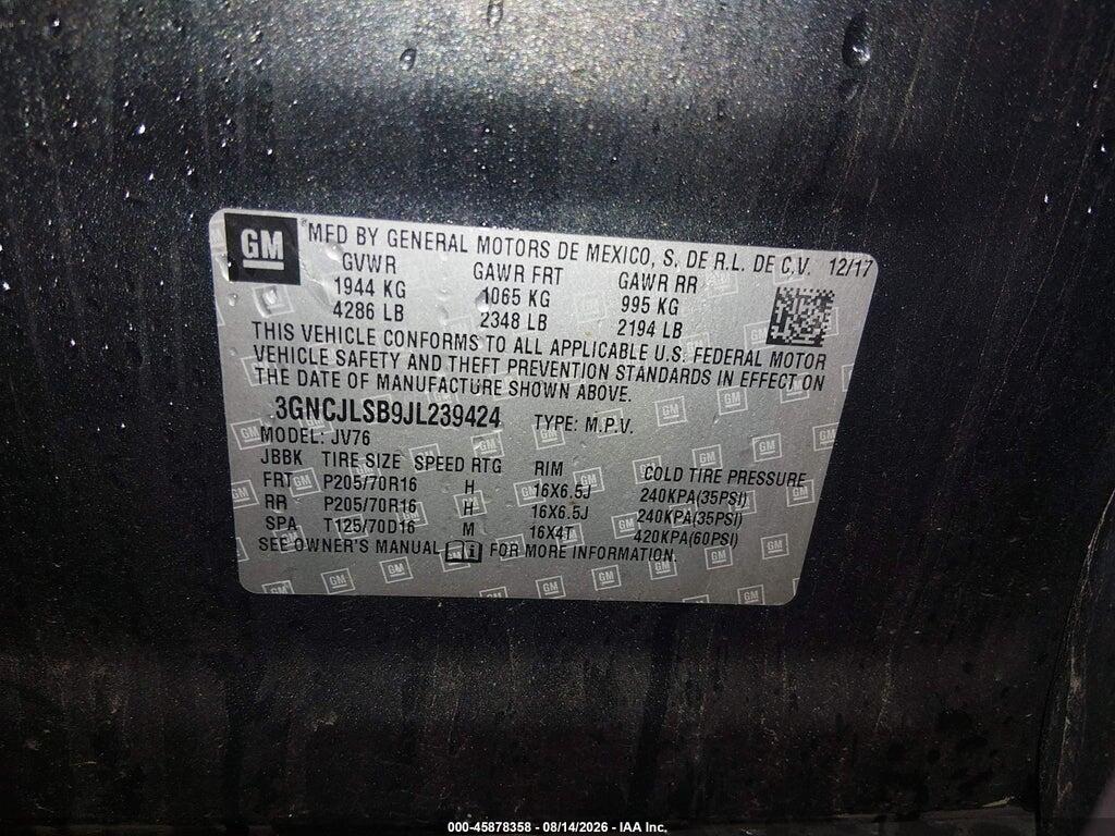 3GNCJLSB9JL239424 2018 CHEVROLET TRAX photo no. 9