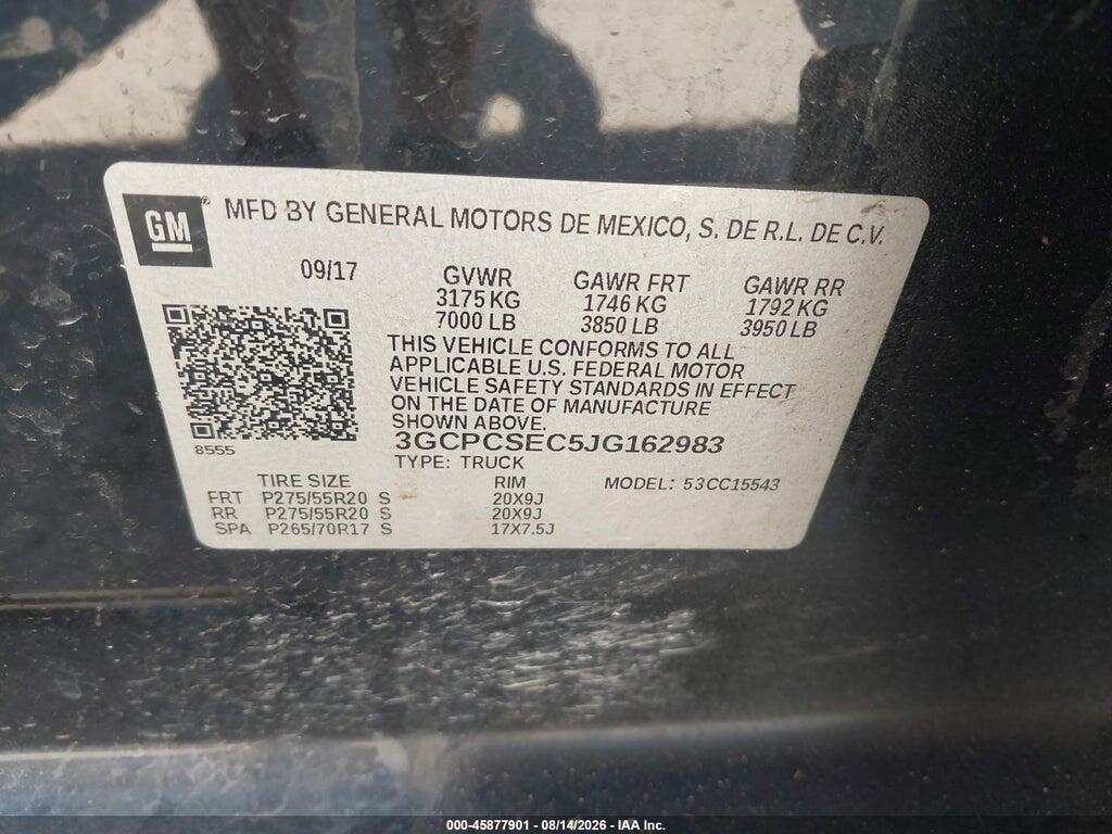3GCPCSEC5JG162983 2018 CHEVROLET SILVERADO 1500 photo no. 9