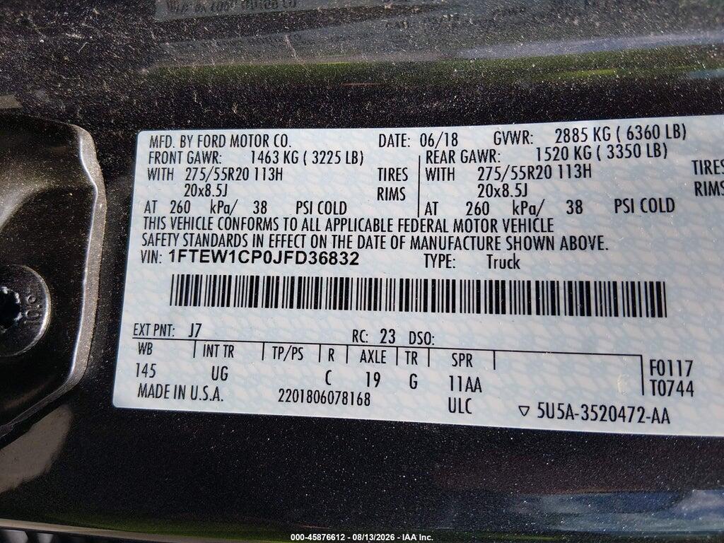 1FTEW1CP0JFD36832 2018 FORD F-150 photo no. 9