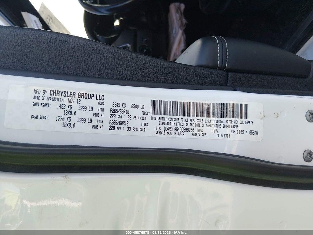 1C4SDJGJ9JC463269 2018 DODGE DURANGO photo no. 9