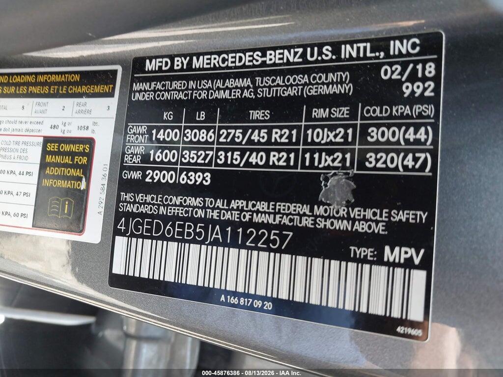 4JGED6EB5JA112257 2018 MERCEDES-BENZ AMG GLE 43 COUPE photo no. 9
