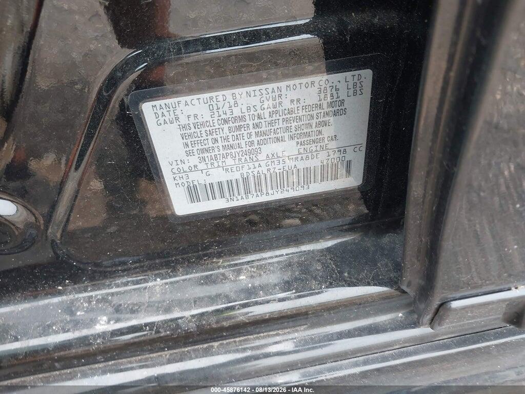 3N1AB7AP8JY249093 2018 NISSAN SENTRA photo no. 9